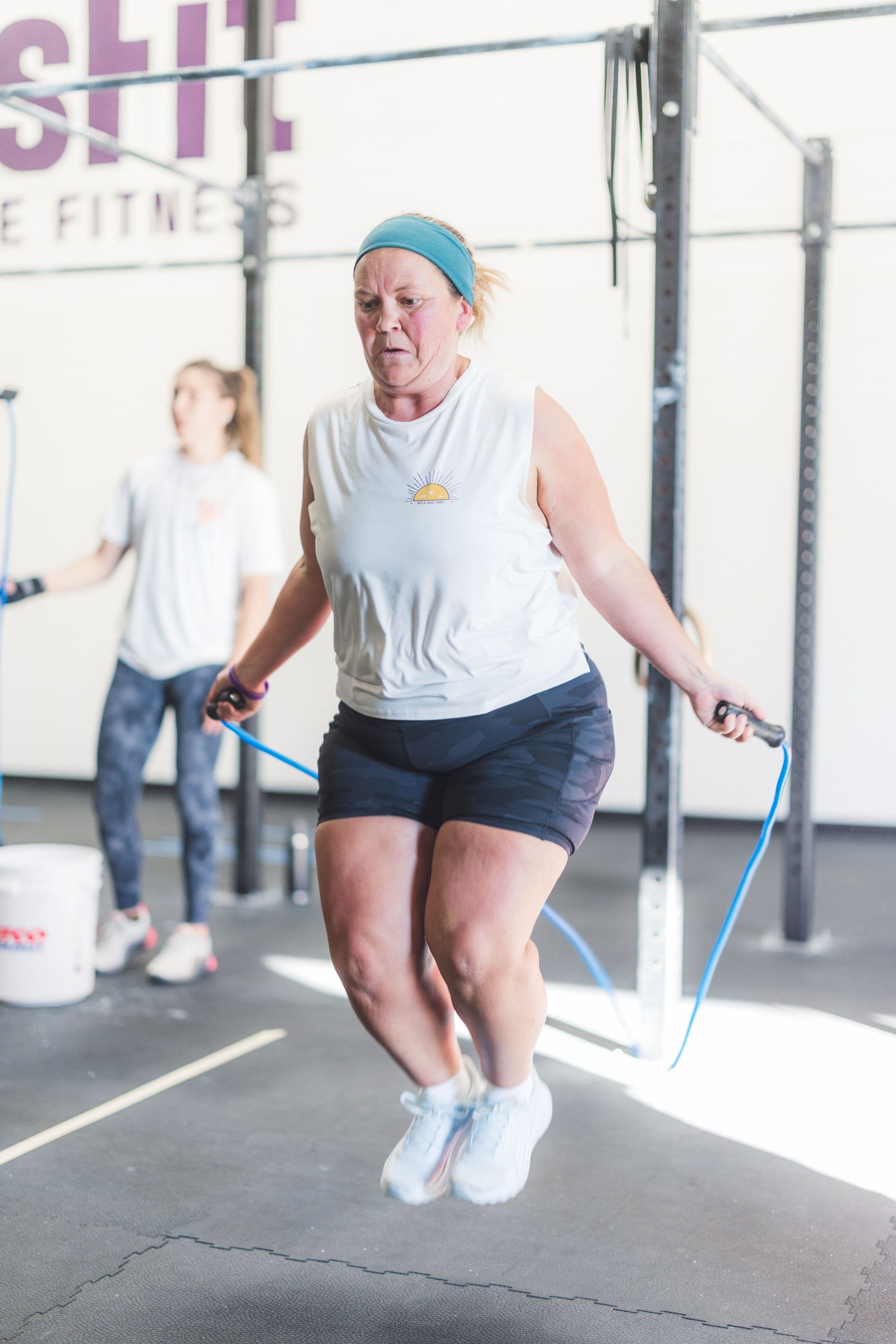 One Life member jumping rope during a varied conditioning workout